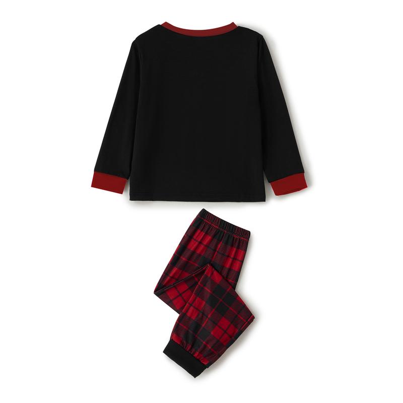 Matching Christmas Pajamas For Family Santa Claus Print Long Sleeve Tops and Plaid Pants Sleepwear Soft Nightwear