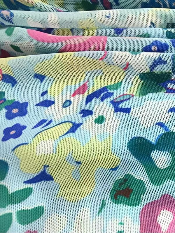 Women's Floral Print Asymmetrical Ruched Crop Tube Top, Casual 2000s Y2K Split Hem Backless Sleeveless Top for Summer, Bandeau Tops, Fashion Women's Top for Daily Wear