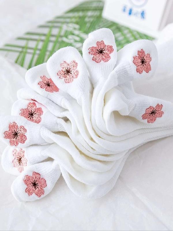 Women's Floral Embroidered Ankle Socks, Casual Soft Comfy Low Cut Knit Socks, Comfy Socks for Women, Multi-pack Socks for Summer, Summer Wear 2024, Fall Wear, Fallfreshness