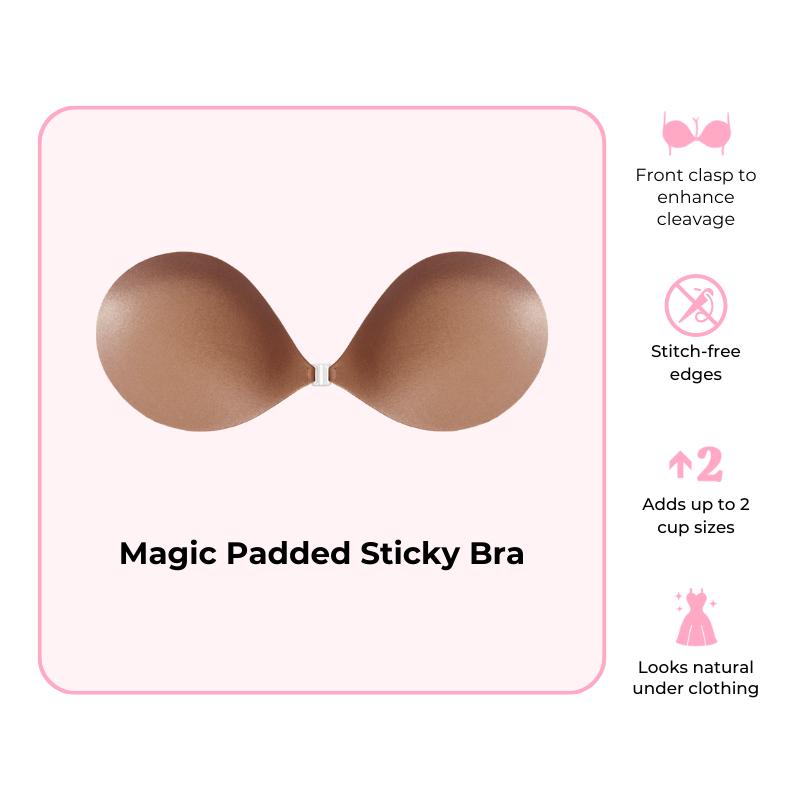 BOOMBA Magic Padded Sticky Bra - Patented Sticky Fashion Bra Inserts