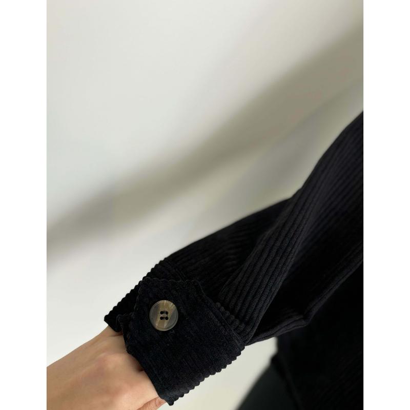 Sherpa Corduroy Shacket In Black