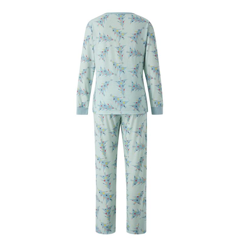 Family Matching Christmas Pajamas, Xmas Tree Print Solid Long-Sleeved Tops Trousers  Jumpsuit Dog Clothes