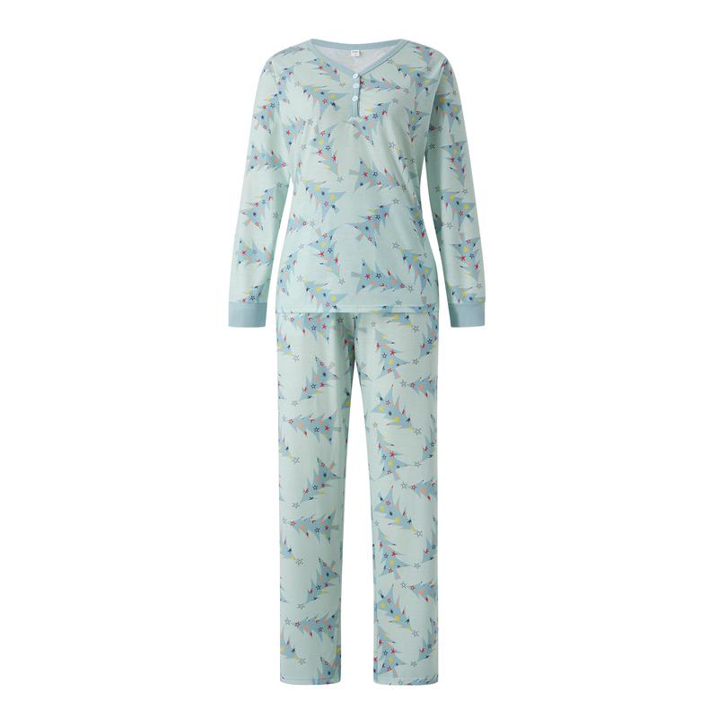 Family Matching Christmas Pajamas, Xmas Tree Print Solid Long-Sleeved Tops Trousers  Jumpsuit Dog Clothes