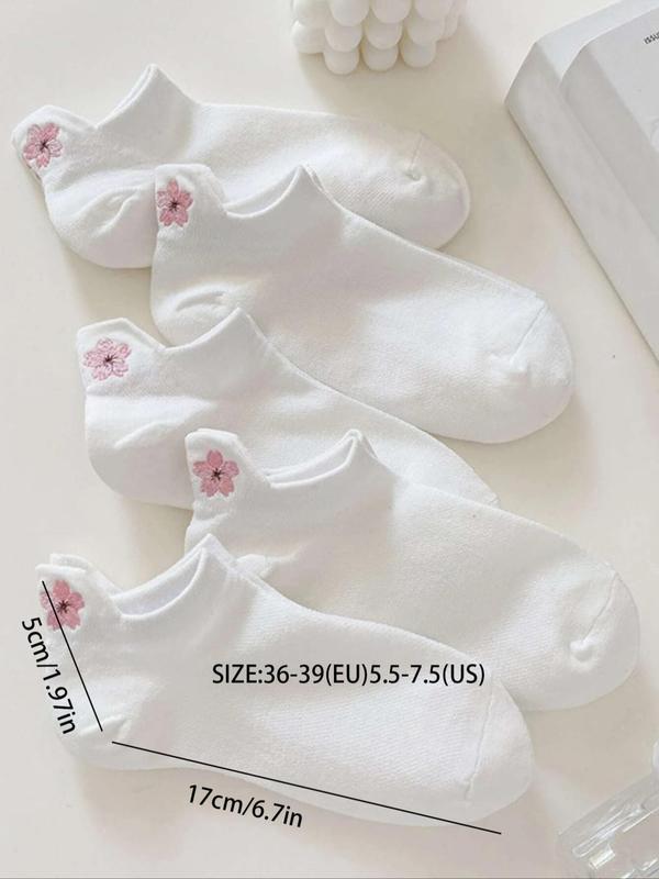 Women's Floral Embroidered Ankle Socks, Casual Soft Comfy Low Cut Knit Socks, Comfy Socks for Women, Multi-pack Socks for Summer, Summer Wear 2024, Fall Wear, Fallfreshness