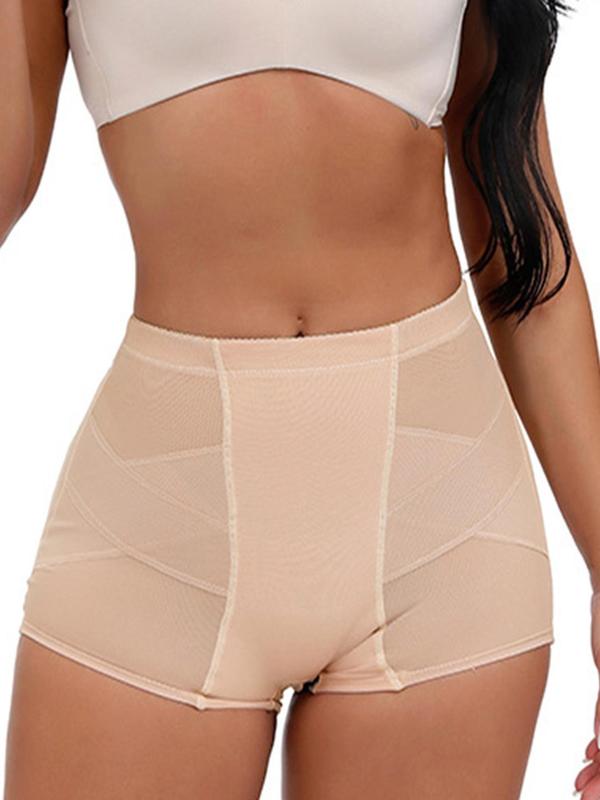 Women's Padded Contrast Mesh Sheer Shapewear Knicker, High Stretch Tummy Control Butt Lifter Shaper, Ladies Shapewear Bottoms