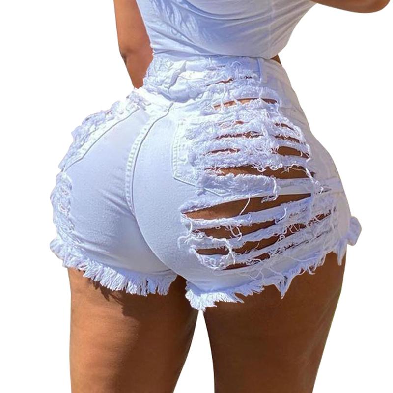 OYS Women's Sexy Summer Mid Waist Ripped Jean Shorts Frayed Hem Denim Shorts