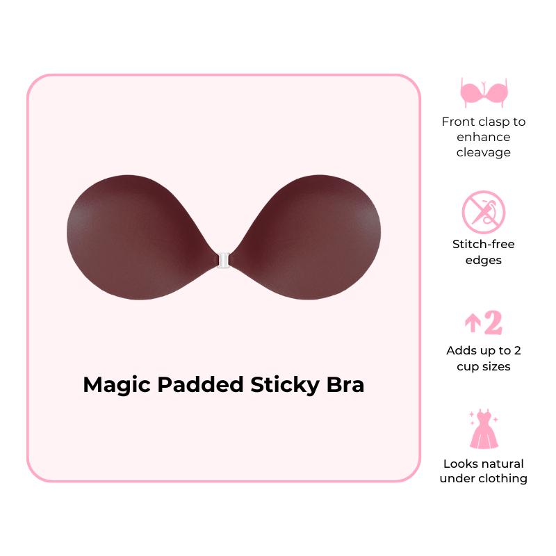 BOOMBA Magic Padded Sticky Bra - Patented Sticky Fashion Bra Inserts