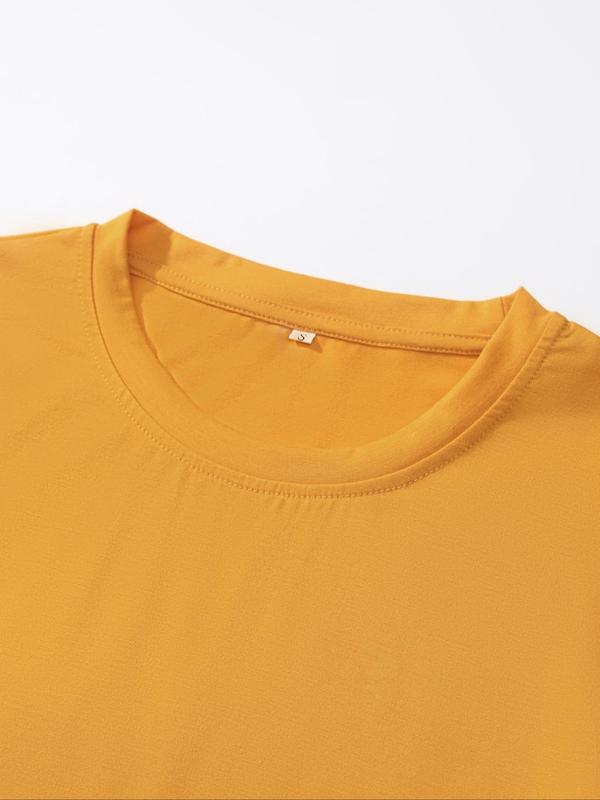 Women's Solid Round Neck Tee, Basic Short Sleeve T-shirt for Summer, T Shirts for Women, Casual Women's Top for Daily Wear