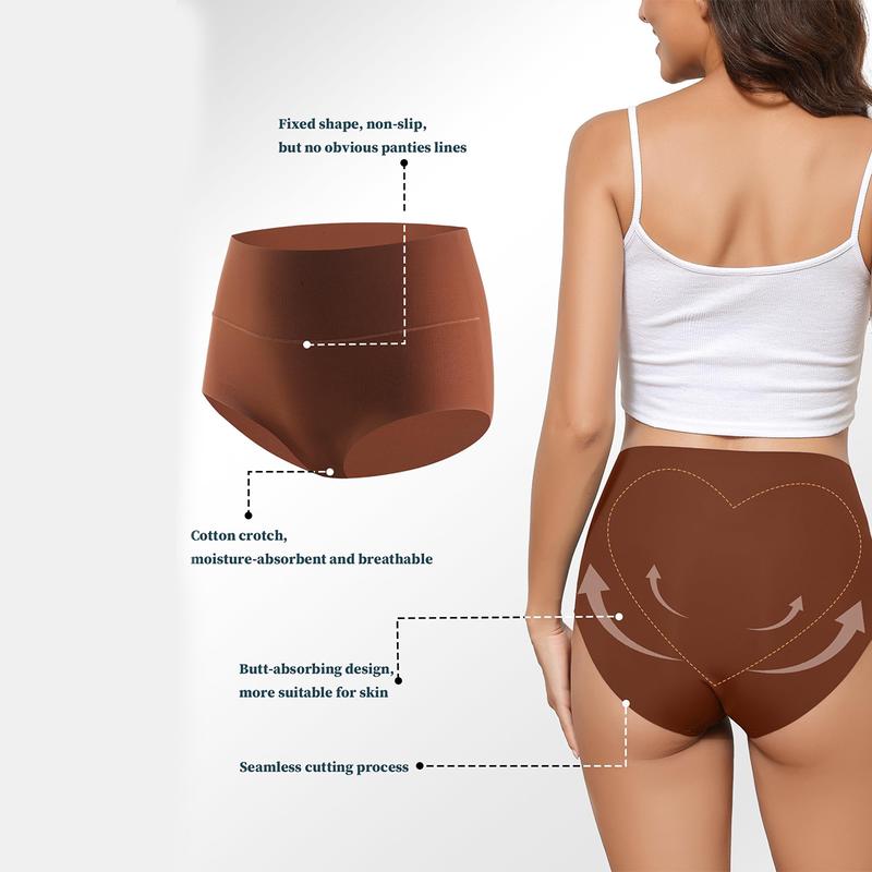 LEVAO High Waist Seamless Underwear for Women No Show Panties Full Coverage Brief Comfortable Underwear 6 Pack S-XXL