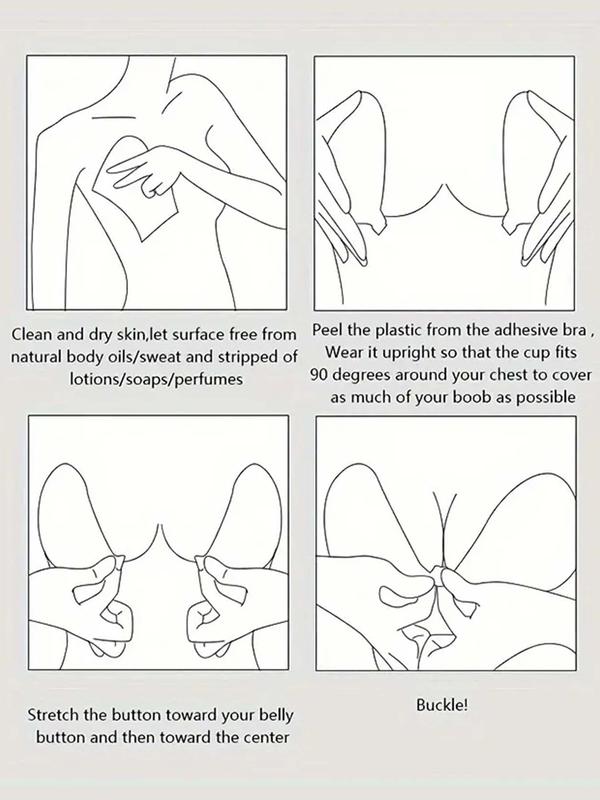 Women's Basic Solid Nipple Cover Bra, Invisible Push Up Bra, Soft Comfy Breathable Lingerie Accessories For Women