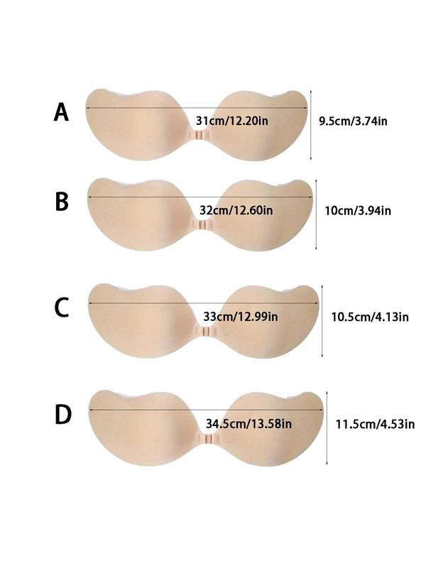Women's Basic Solid Nipple Cover Bra, Invisible Push Up Bra, Soft Comfy Breathable Lingerie Accessories For Women