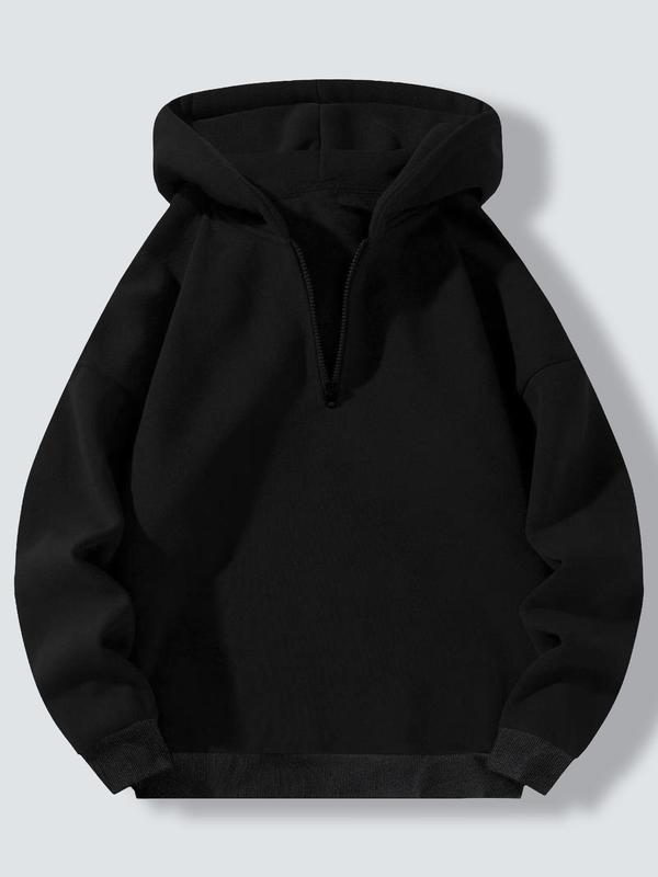 Women's Cartoon Figure & Letter Print Half Zip Hoodie, Casual Drop Shoulder Long Sleeve Hooded Sweatshirt for Spring & Fall & Winter, Women's Clothes for Daily Wear Going Out Tops 2000S