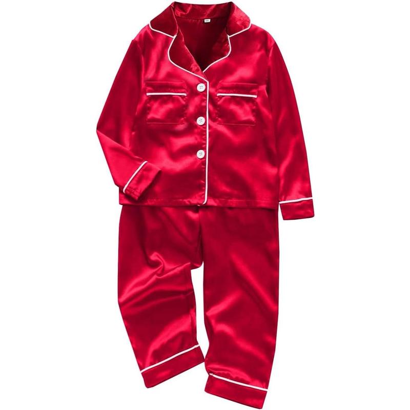 Silk Stain Family Pajamas Matching Sets 2025 Button Down Shirt and Pants Silky Xmas Pjs Pictures