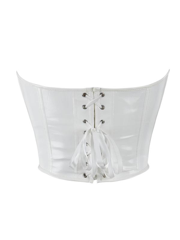 Women's PU Leather Lace Up Shapewear Tube Top, Asymmetrical Tummy Control Corset, Ladies Shapewear for All Seasons