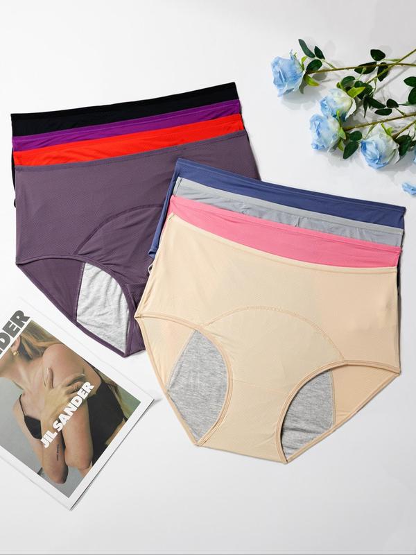 Women's Solid Color Period Panty, Breathable Comfortable High Absorbing Period Underwear for Daily Wear, Women's Underwear for All Seasons
