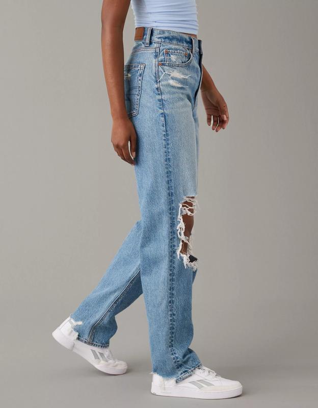 AE Strigid Ripped Highest Waist Baggy Straight Jean