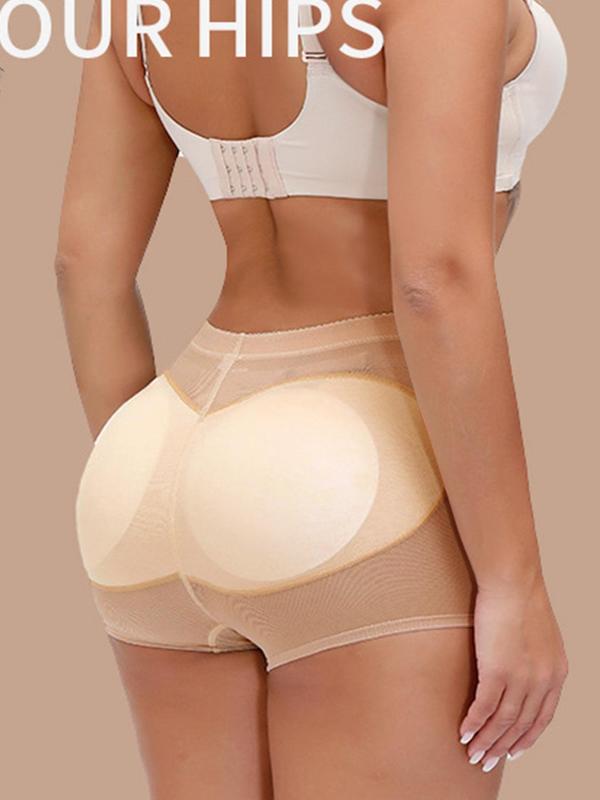 Women's Padded Contrast Mesh Sheer Shapewear Knicker, High Stretch Tummy Control Butt Lifter Shaper, Ladies Shapewear Bottoms