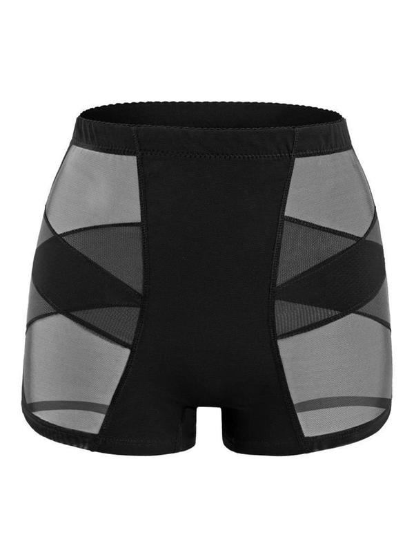 Women's Padded Contrast Mesh Sheer Shapewear Knicker, High Stretch Tummy Control Butt Lifter Shaper, Ladies Shapewear Bottoms