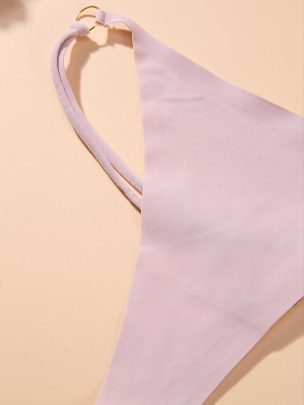 Women's Heart Decor O-ring Sexy Thong, Soft Comfy Breathable Drop Waist Panty for Daily Wear, Women's Underwear for All Seasons
