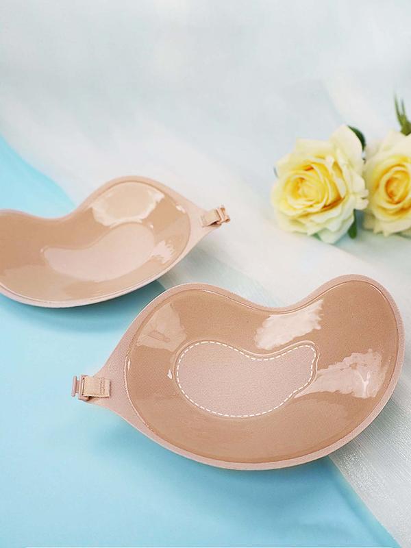 Women's Basic Solid Nipple Cover Bra, Invisible Push Up Bra, Soft Comfy Breathable Lingerie Accessories For Women