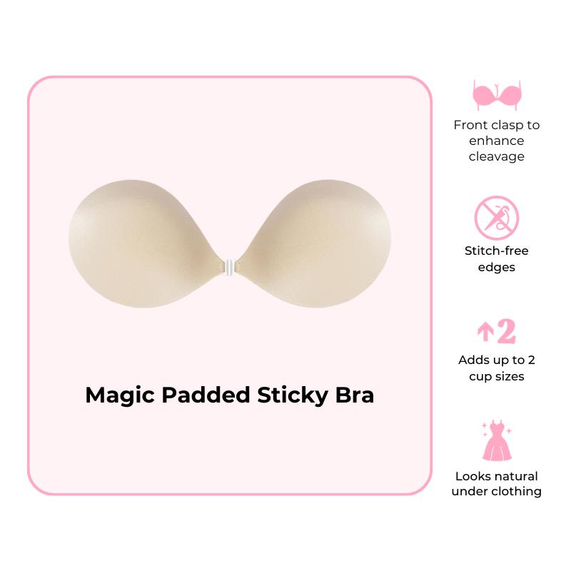 BOOMBA Magic Padded Sticky Bra - Patented Sticky Fashion Bra Inserts