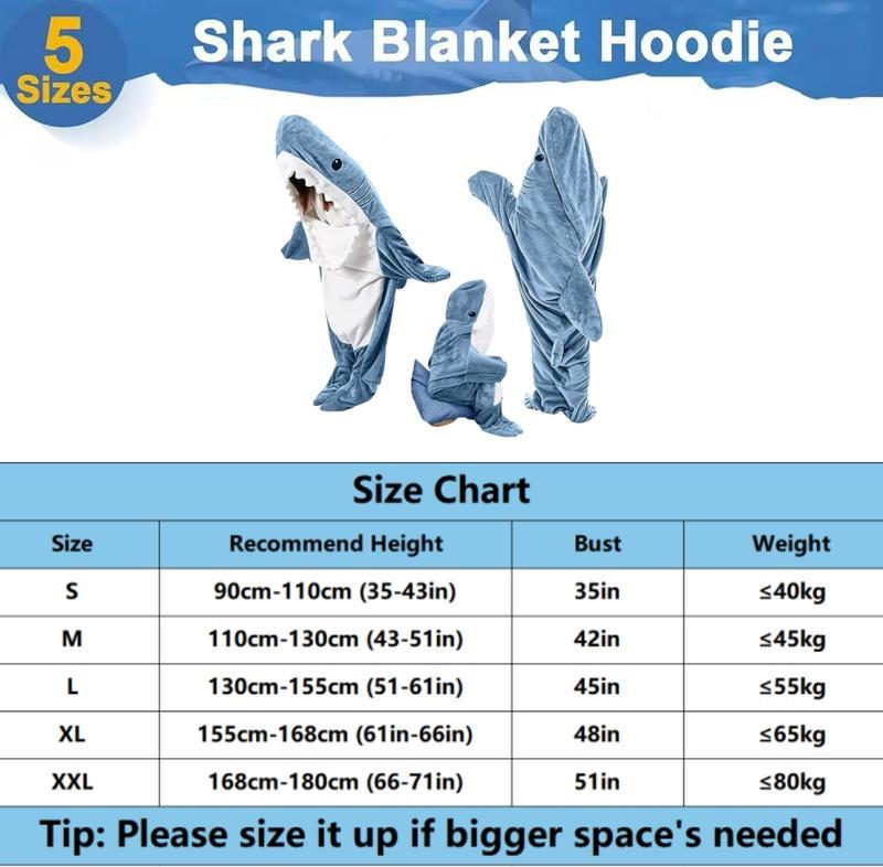 (Black Friday) Wearable Shark Blanket Hoodie Onesie Sleeping Bag Soft Cozy Halloween Costume For Family Loungewear Pajama Comfort Overalls Womenswear Clothing