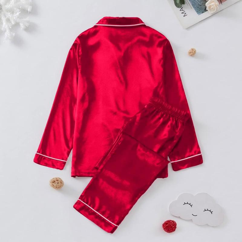 Silk Stain Family Pajamas Matching Sets 2025 Button Down Shirt and Pants Silky Xmas Pjs Pictures