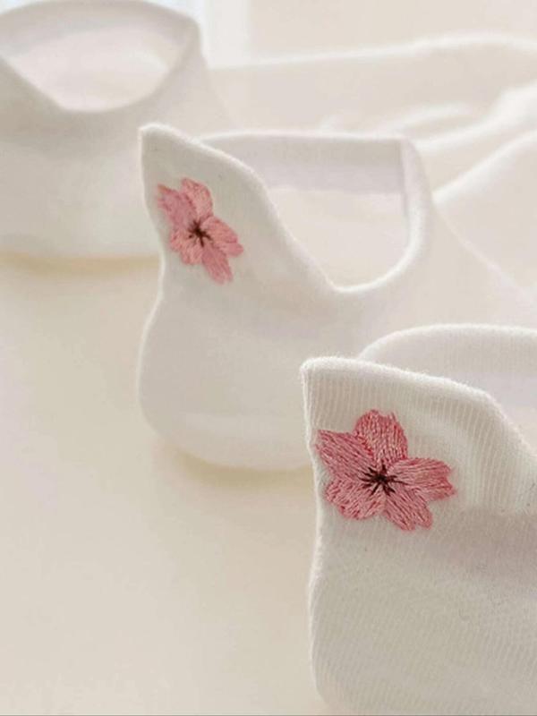 Women's Floral Embroidered Ankle Socks, Casual Soft Comfy Low Cut Knit Socks, Comfy Socks for Women, Multi-pack Socks for Summer, Summer Wear 2024, Fall Wear, Fallfreshness