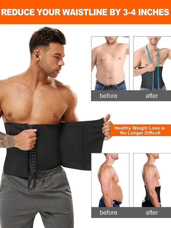 Men's Plain Adjustable Waist Trainer, Solid Color Waist Cincher, Shaper for Men, Tummy Control Shaper, Waist Trainer for Men, Menswear