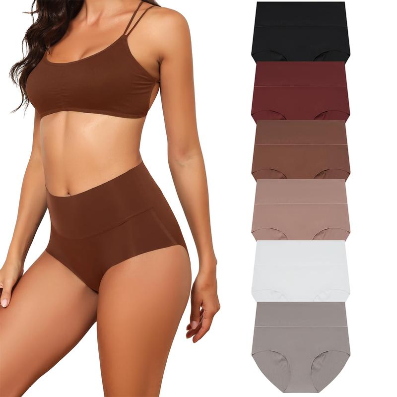 LEVAO High Waist Seamless Underwear for Women No Show Panties Full Coverage Brief Comfortable Underwear 6 Pack S-XXL