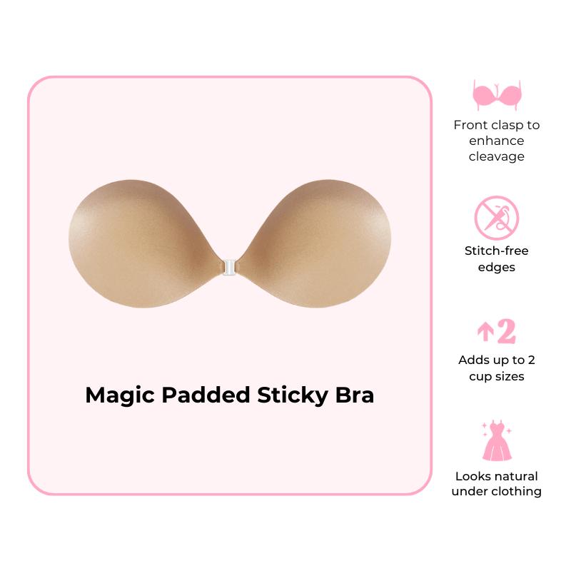 BOOMBA Magic Padded Sticky Bra - Patented Sticky Fashion Bra Inserts