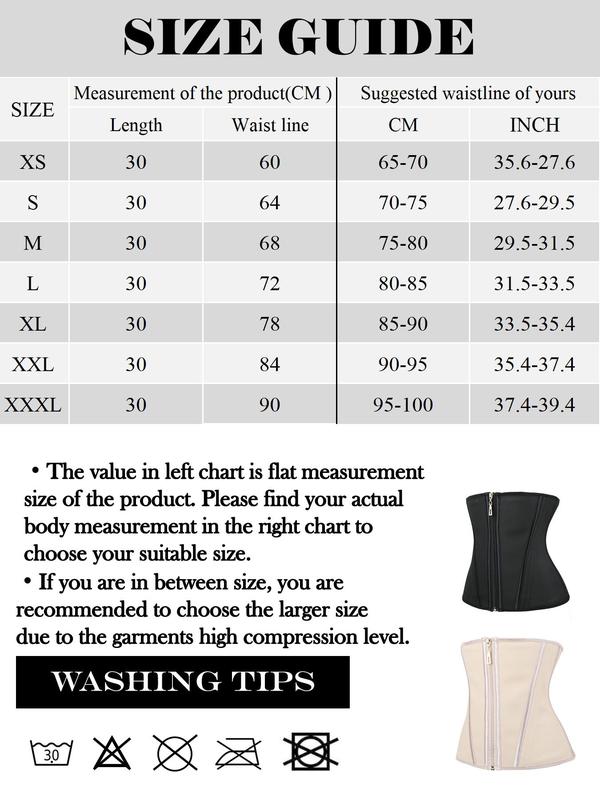 Women's Solid Color Zipper Adjustable Hook Waist Trainer, Breathable Comfortable Tummy Control Waist Cincher, Waist Slimmer Shaper for Women