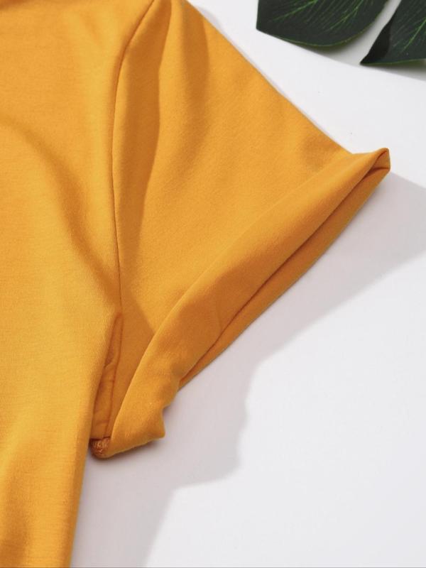 Women's Solid Round Neck Tee, Basic Short Sleeve T-shirt for Summer, T Shirts for Women, Casual Women's Top for Daily Wear