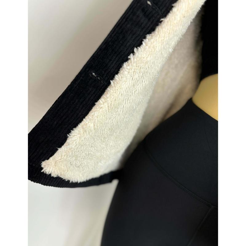 Sherpa Corduroy Shacket In Black