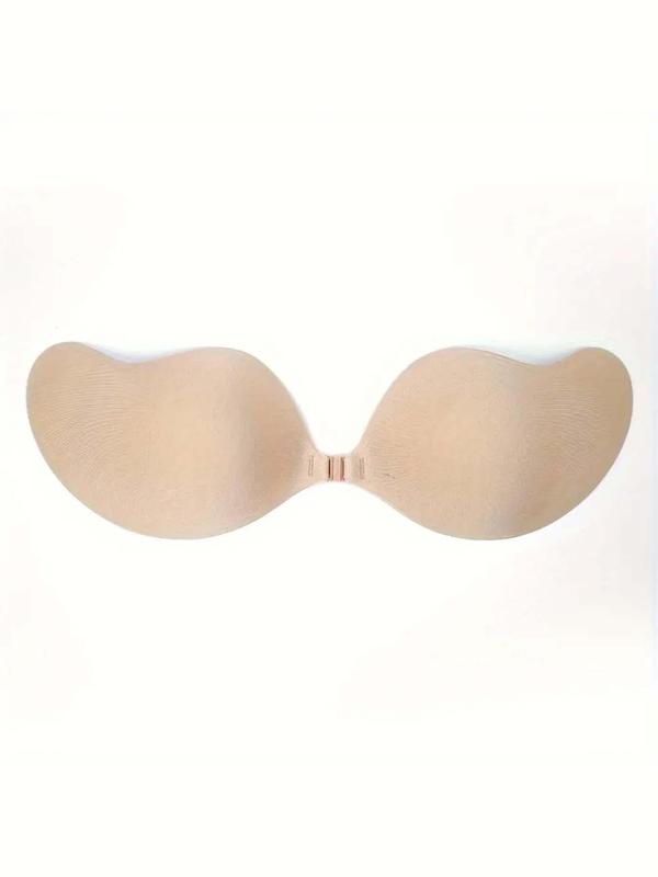 Women's Basic Solid Nipple Cover Bra, Invisible Push Up Bra, Soft Comfy Breathable Lingerie Accessories For Women