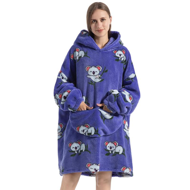 Cartoon Pattern Hoodie Blanket, 1 Count 320GSM Soft Comfortable Oversized Hooded Blanket, Gift for Girls Women Ladies, Winter Essentials
