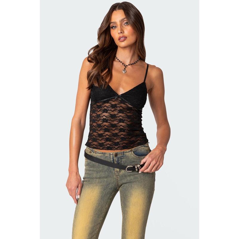Eira Sheer Lace Tank Top