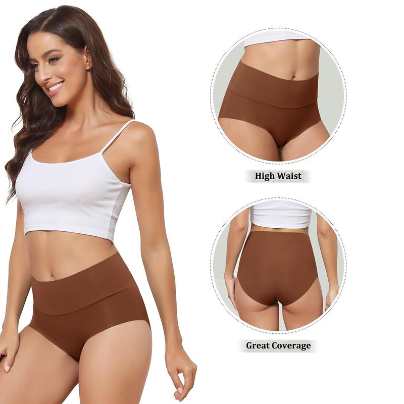 LEVAO High Waist Seamless Underwear for Women No Show Panties Full Coverage Brief Comfortable Underwear 6 Pack S-XXL