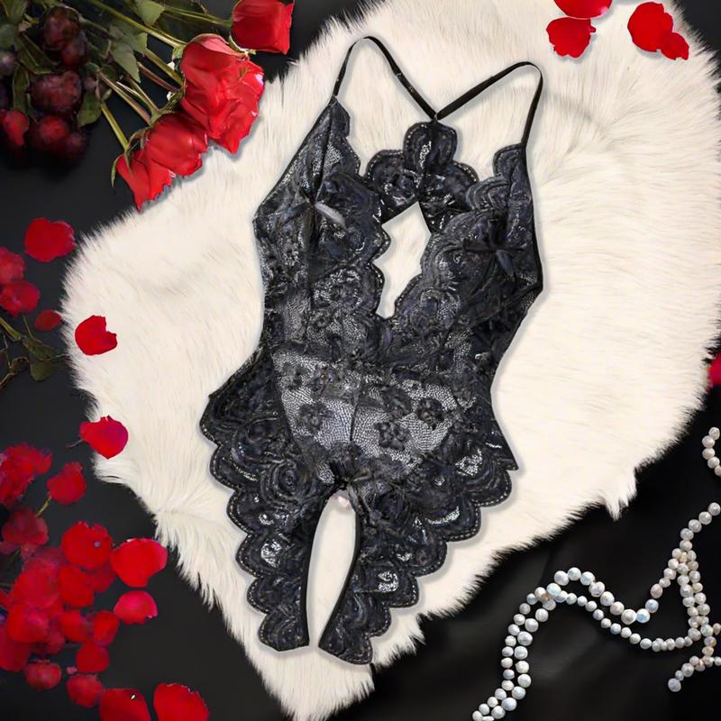 Deep V Lace Backless Bodysuit, Without Lingerie & Underpants, Women's Sexy Clothing
