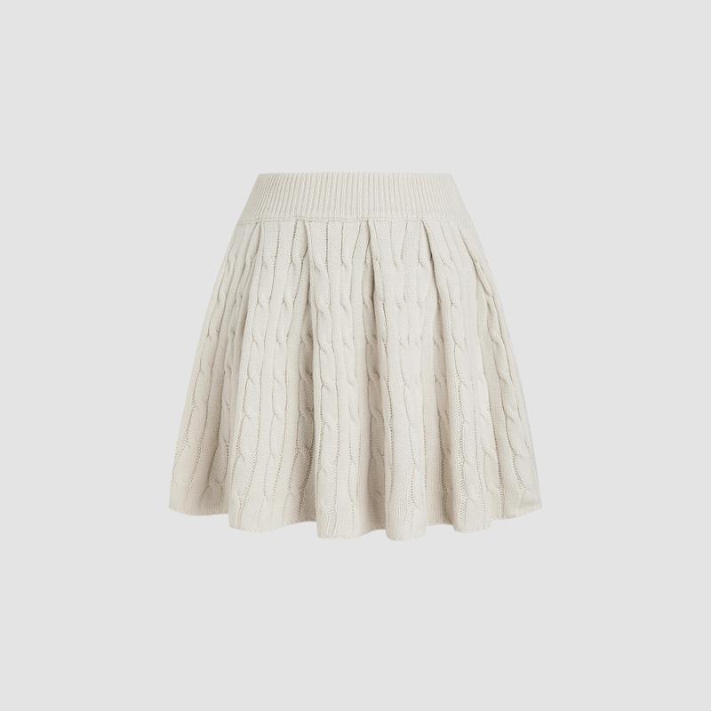 Cider [size 2-26] Cable Knit Middle Waist Solid Mini Skirt