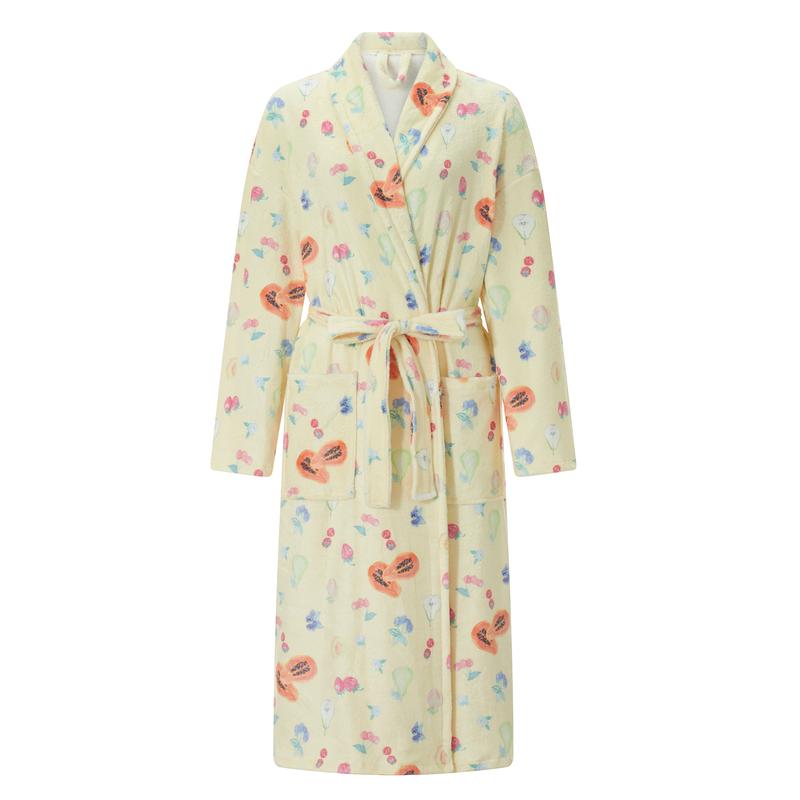 Women Bathrobes Dressing Gown Flannel Robe，Fall &Winter Warm Robe Home Wear，Print Shawl Collar Sleepwear