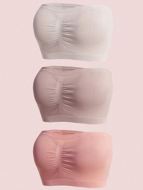 3pcs Women's Push-Up Strapless Bandeau Bra