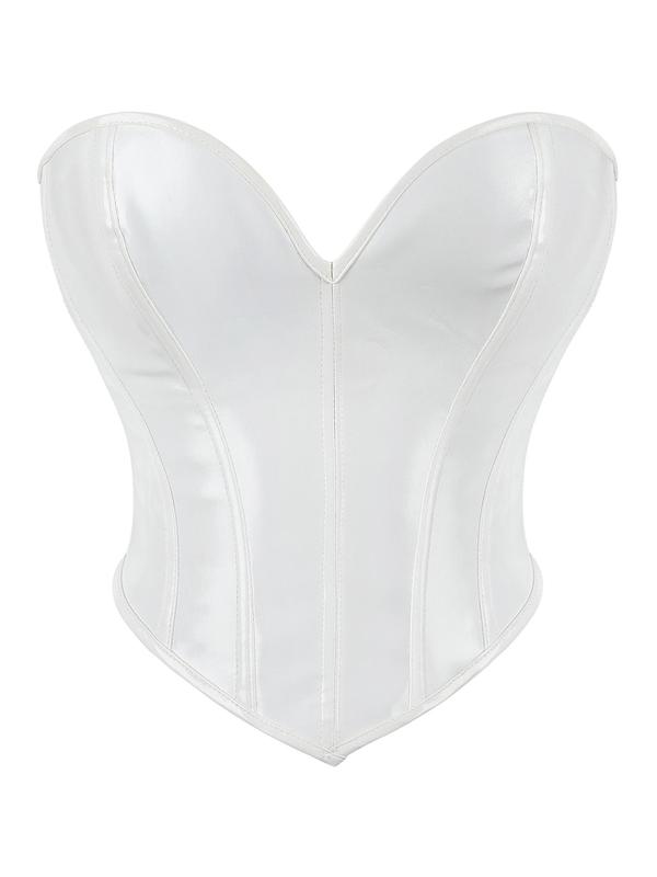 Women's PU Leather Lace Up Shapewear Tube Top, Asymmetrical Tummy Control Corset, Ladies Shapewear for All Seasons