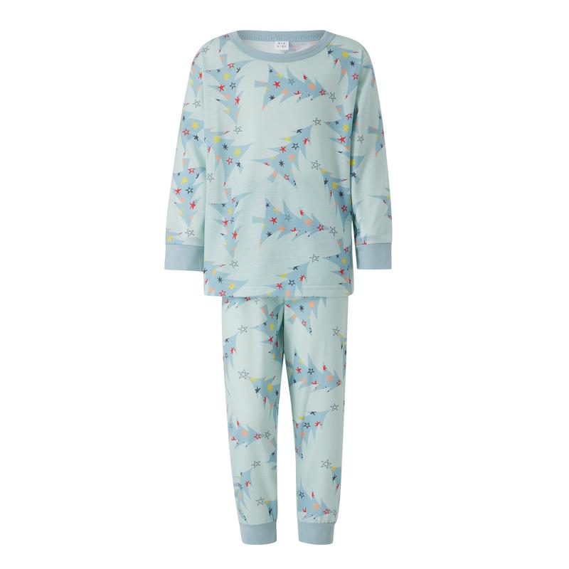 Family Matching Christmas Pajamas, Xmas Tree Print Solid Long-Sleeved Tops Trousers  Jumpsuit Dog Clothes