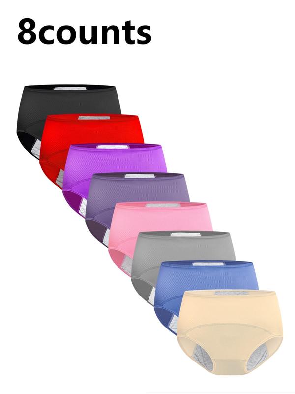 Women's Solid Color Period Panty, Breathable Comfortable High Absorbing Period Underwear for Daily Wear, Women's Underwear for All Seasons