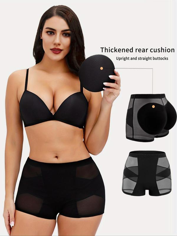 Women's Padded Contrast Mesh Sheer Shapewear Knicker, High Stretch Tummy Control Butt Lifter Shaper, Ladies Shapewear Bottoms