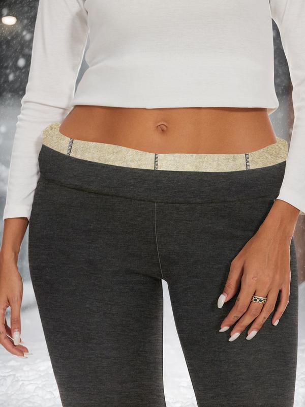  Solid High Waist Thermal Lined Leggings, Casual Comfy Warm Skinny Pants for Daily Wear, Women's Bottoms for Fall & Winter