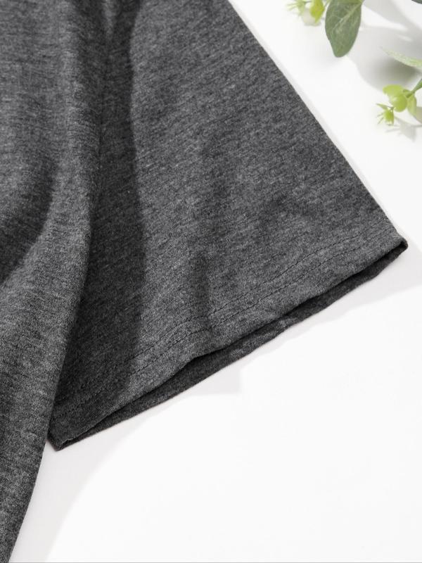 Women's Solid Round Neck Tee, Basic Short Sleeve T-shirt for Summer, T Shirts for Women, Casual Women's Top for Daily Wear