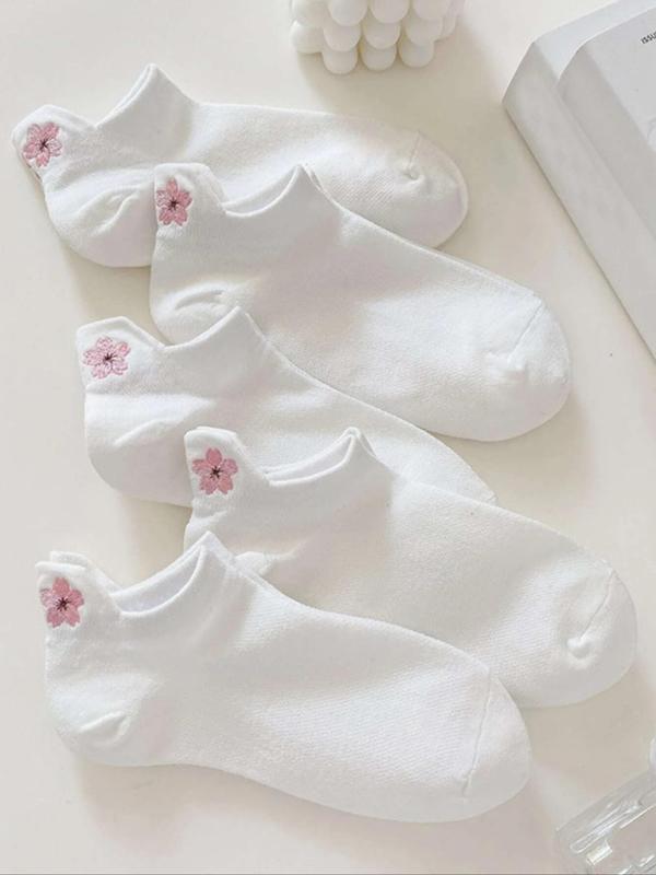 Women's Floral Embroidered Ankle Socks, Casual Soft Comfy Low Cut Knit Socks, Comfy Socks for Women, Multi-pack Socks for Summer, Summer Wear 2024, Fall Wear, Fallfreshness
