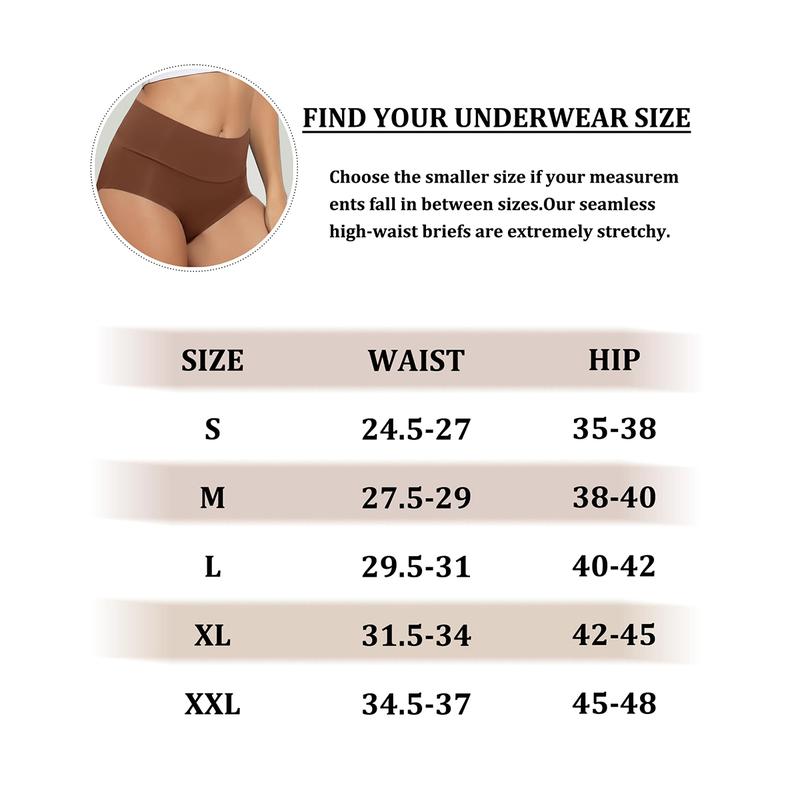 LEVAO High Waist Seamless Underwear for Women No Show Panties Full Coverage Brief Comfortable Underwear 6 Pack S-XXL